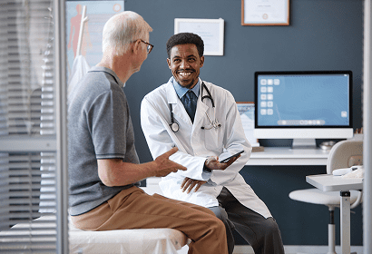 Healthcare discussion in modern clinic
